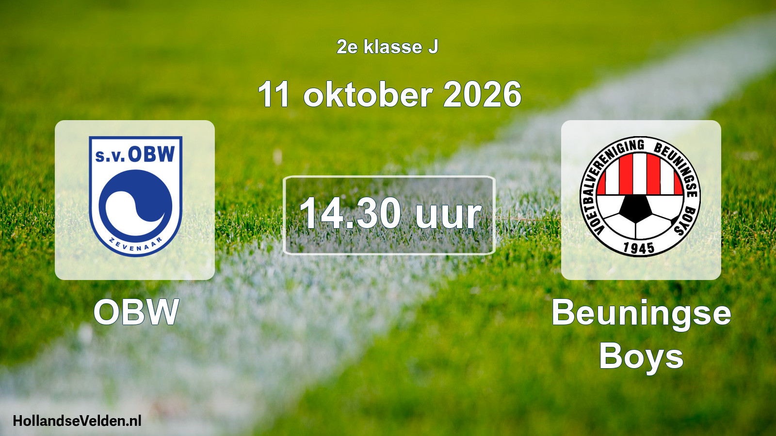 Scheduled Match: OBW - Beuningse Boys (11 October 2026)