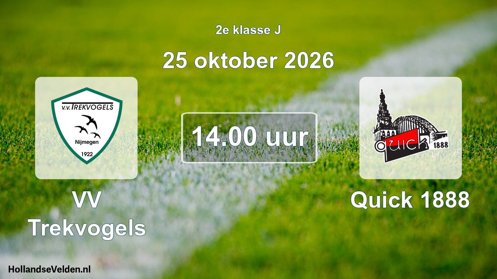 Geplande wedstrijd: VV Trekvogels - Quick 1888 (25 oktober 2026)