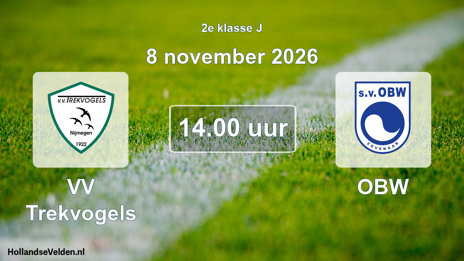 Geplande wedstrijd: VV Trekvogels - OBW (8 november 2026)