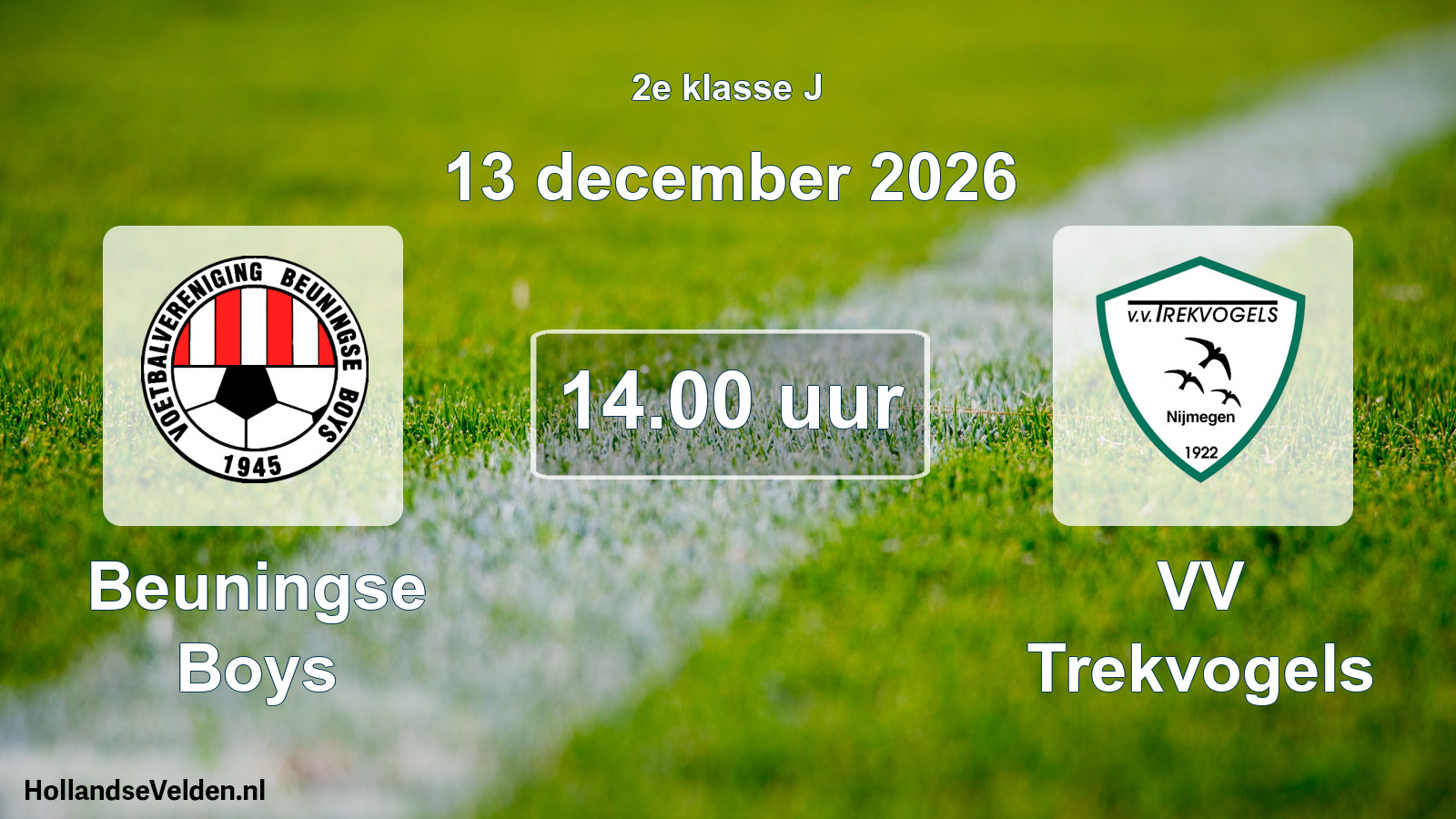 Geplande wedstrijd: Beuningse Boys - VV Trekvogels (13 december 2026)