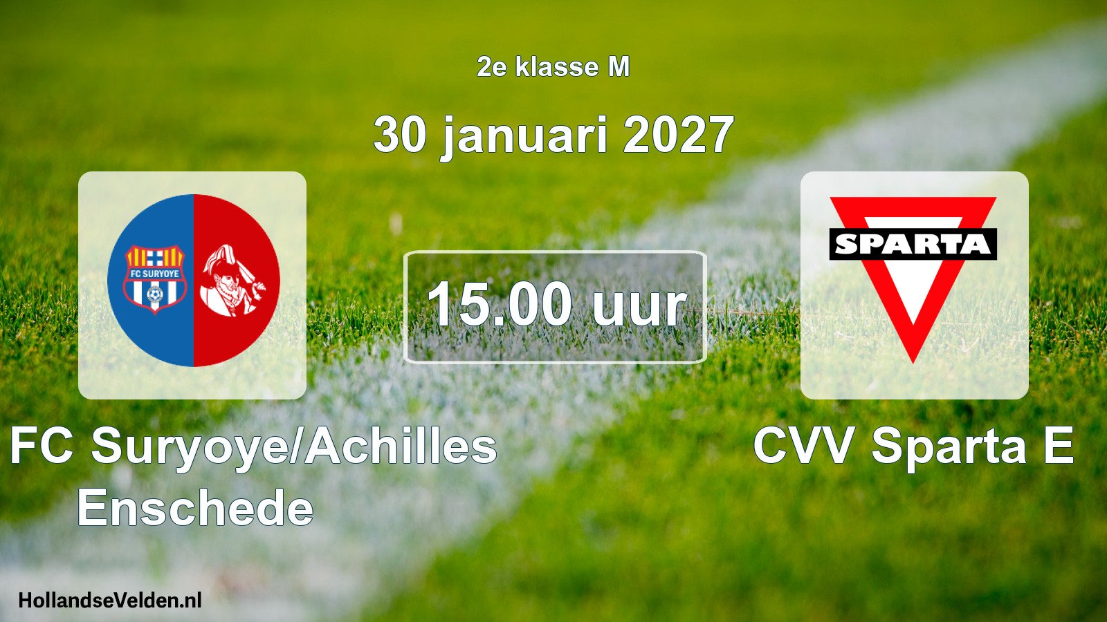 Geplande wedstrijd: SSA FC Suryoye/Achilles Enschede - CVV Sparta E (30 januari 2027)