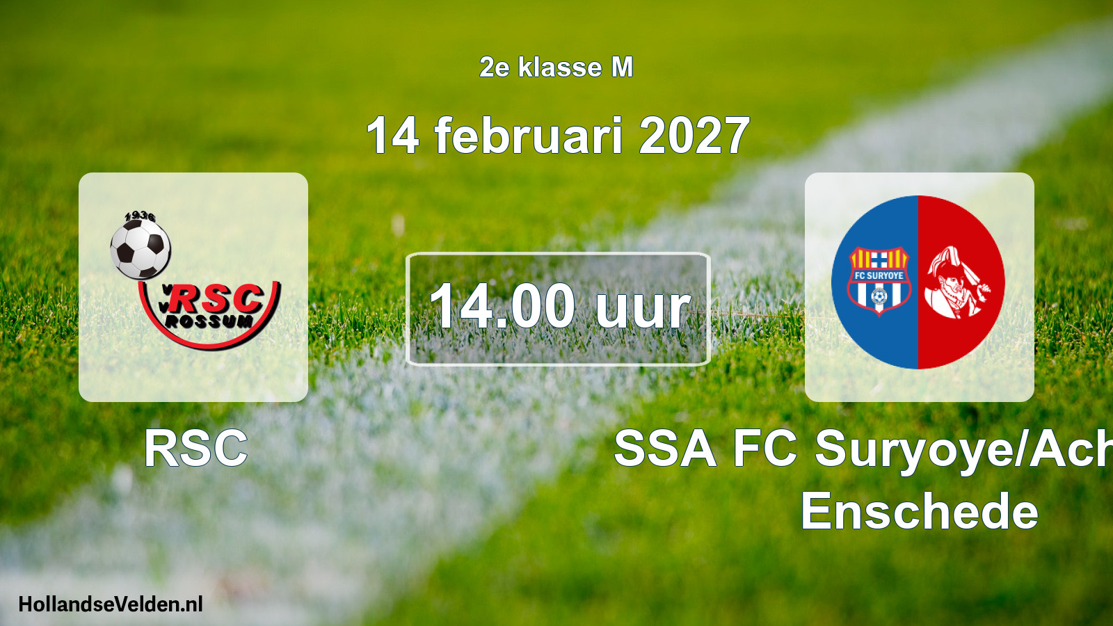 Geplande wedstrijd: RSC - SSA FC Suryoye/Achilles Enschede (14 februari 2027)