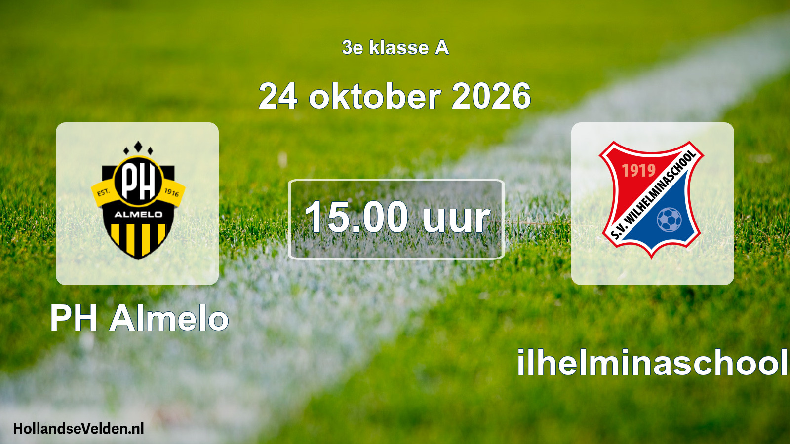 Geplande wedstrijd: PH Almelo - Wilhelminaschool (24 oktober 2026)
