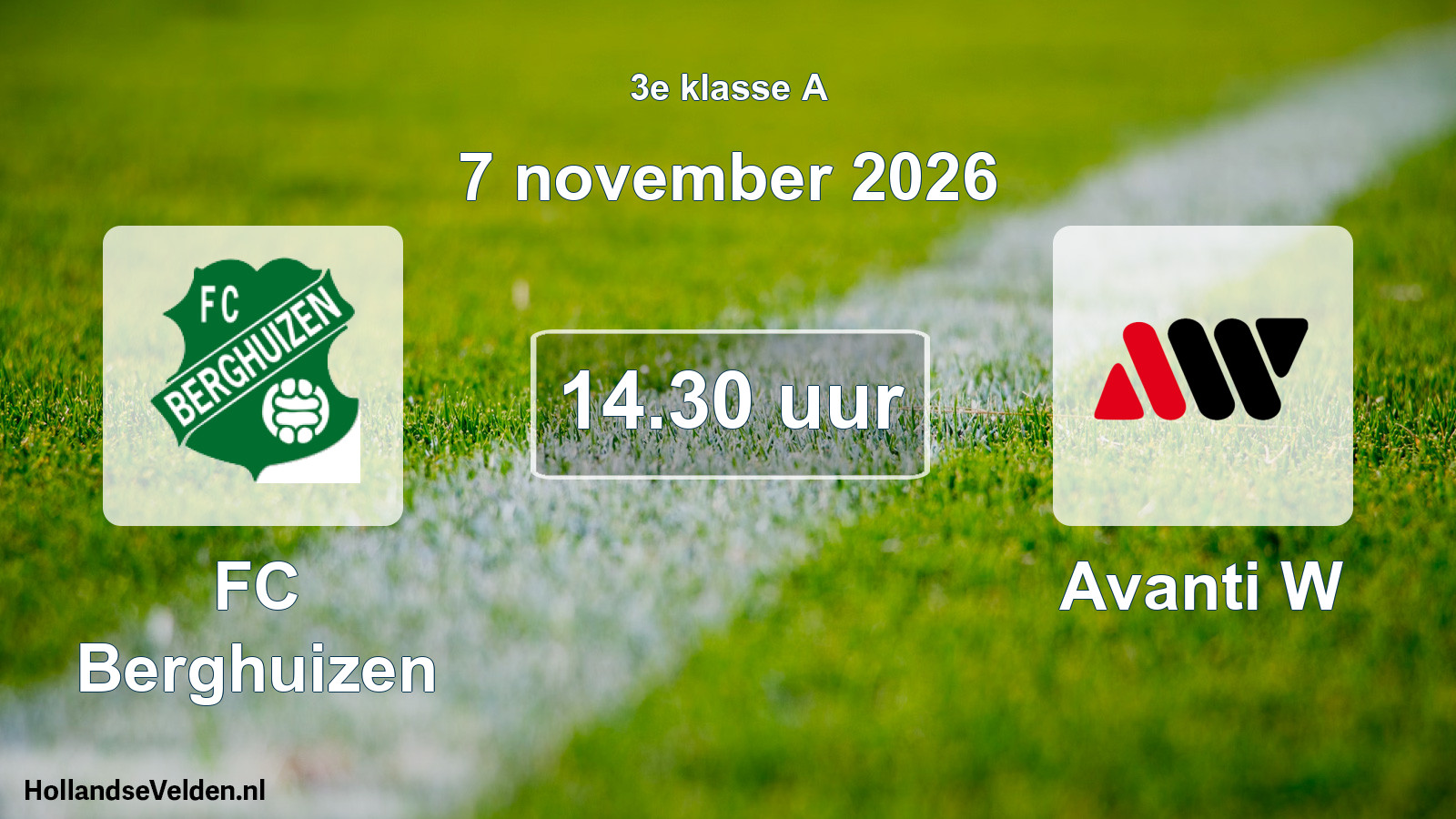 Geplande wedstrijd: FC Berghuizen - Avanti W (7 november 2026)