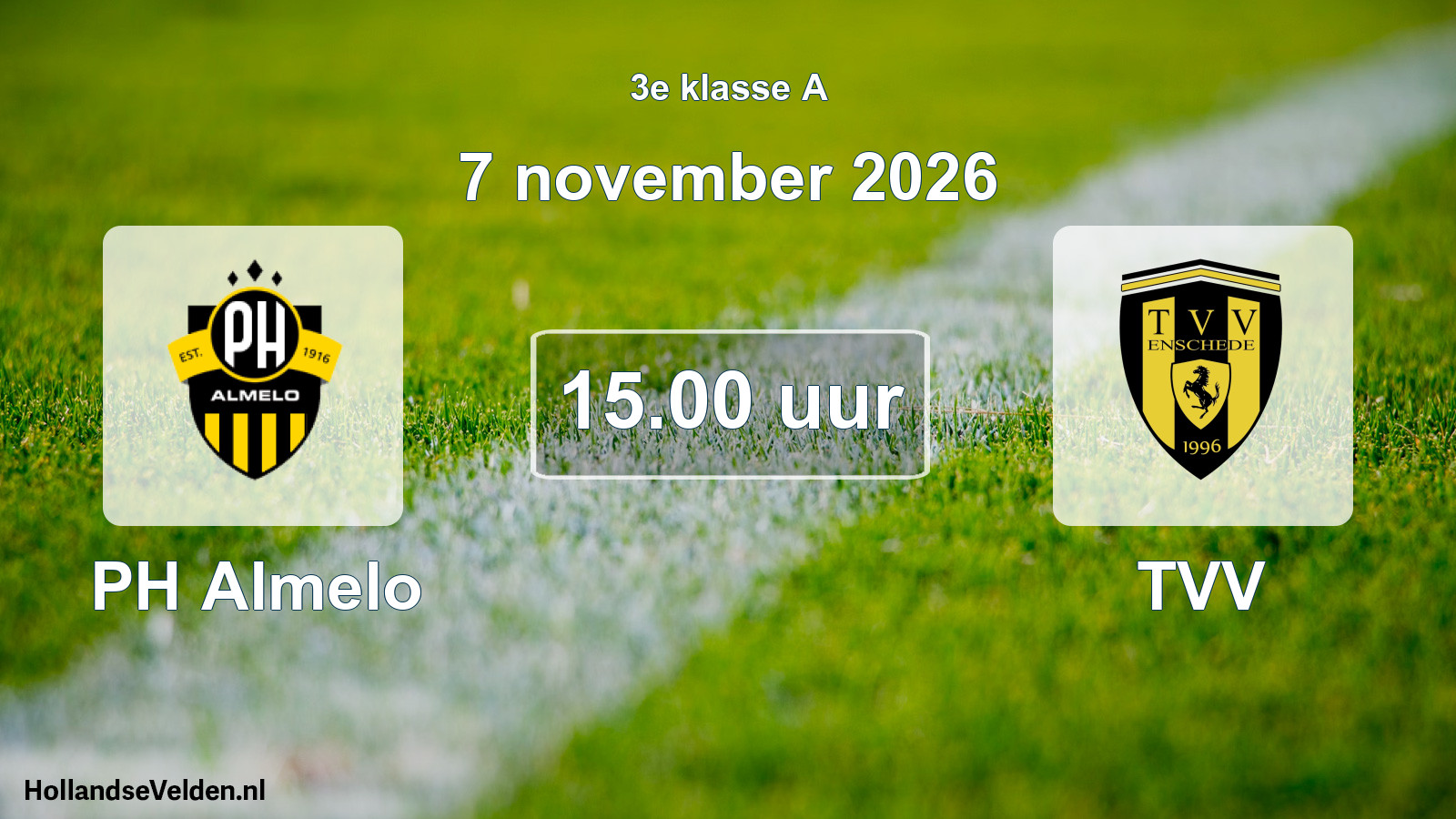 Geplande wedstrijd: PH Almelo - TVV (7 november 2026)