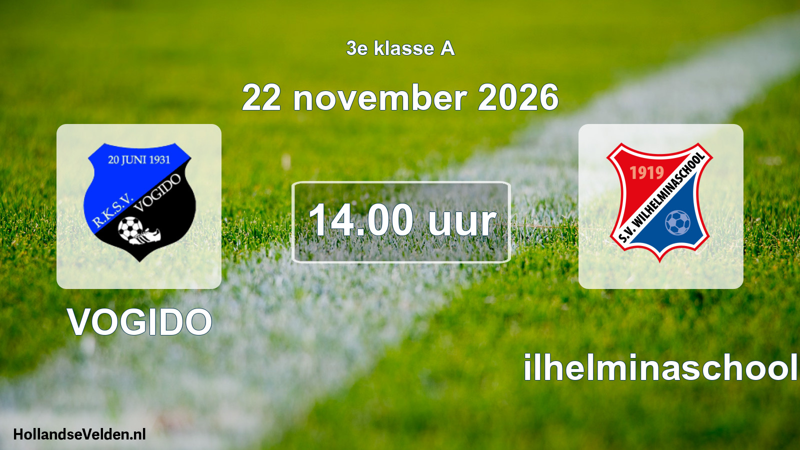 Geplande wedstrijd: VOGIDO - Wilhelminaschool (22 november 2026)