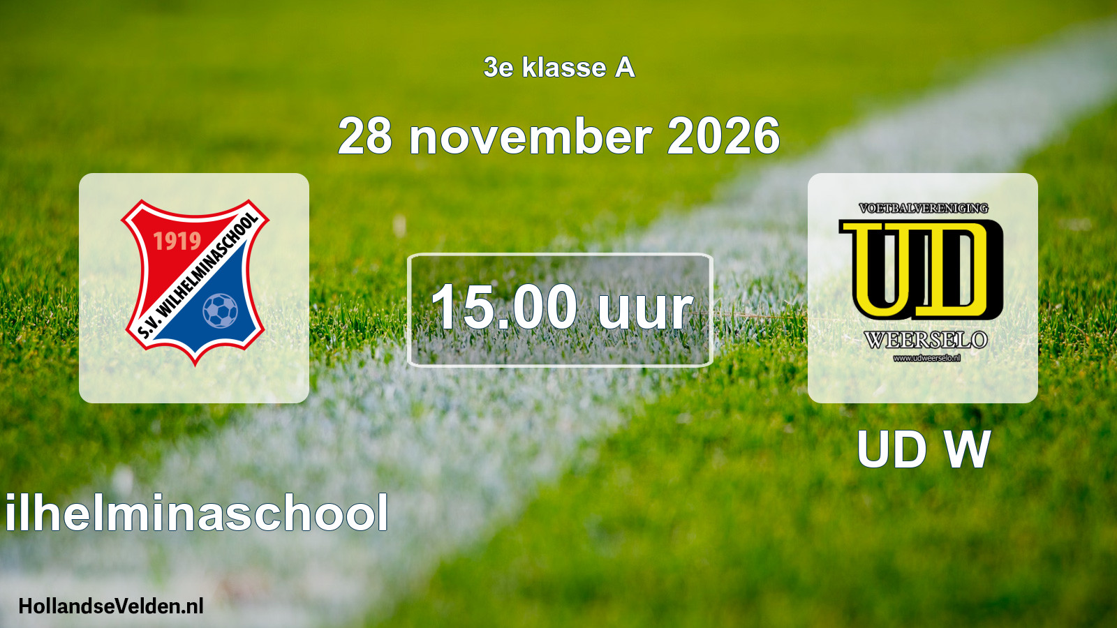 Geplande wedstrijd: Wilhelminaschool - UD W (28 november 2026)