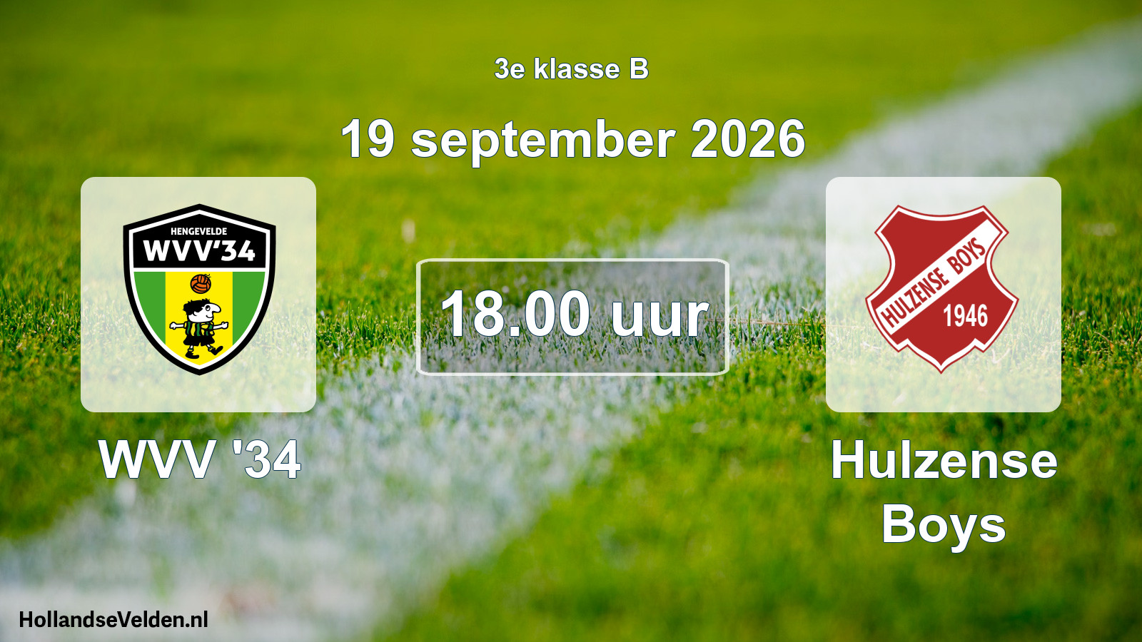 Geplande wedstrijd: WVV '34 - Hulzense Boys (19 september 2026)