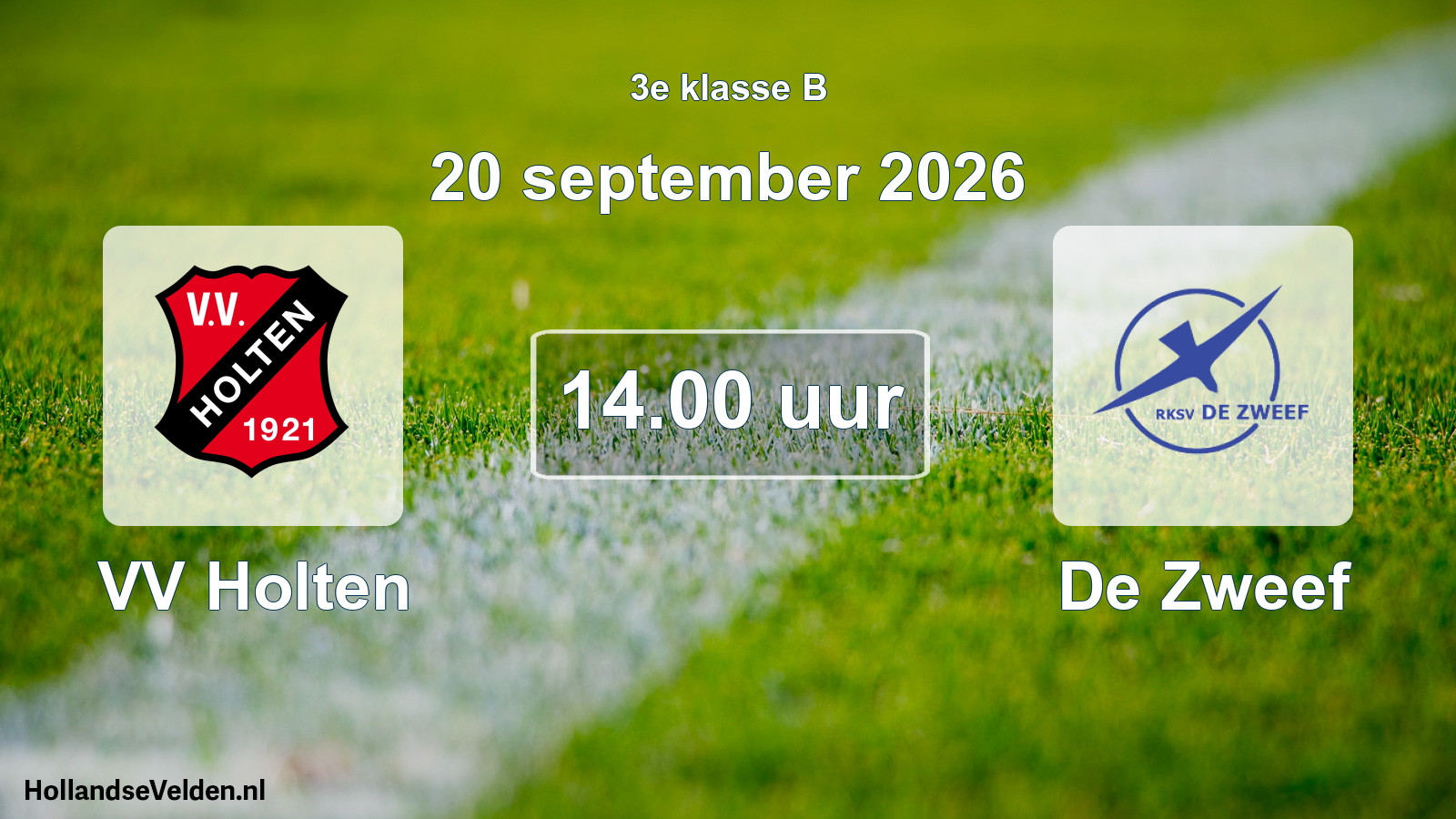 Geplande wedstrijd: VV Holten - De Zweef (20 september 2026)