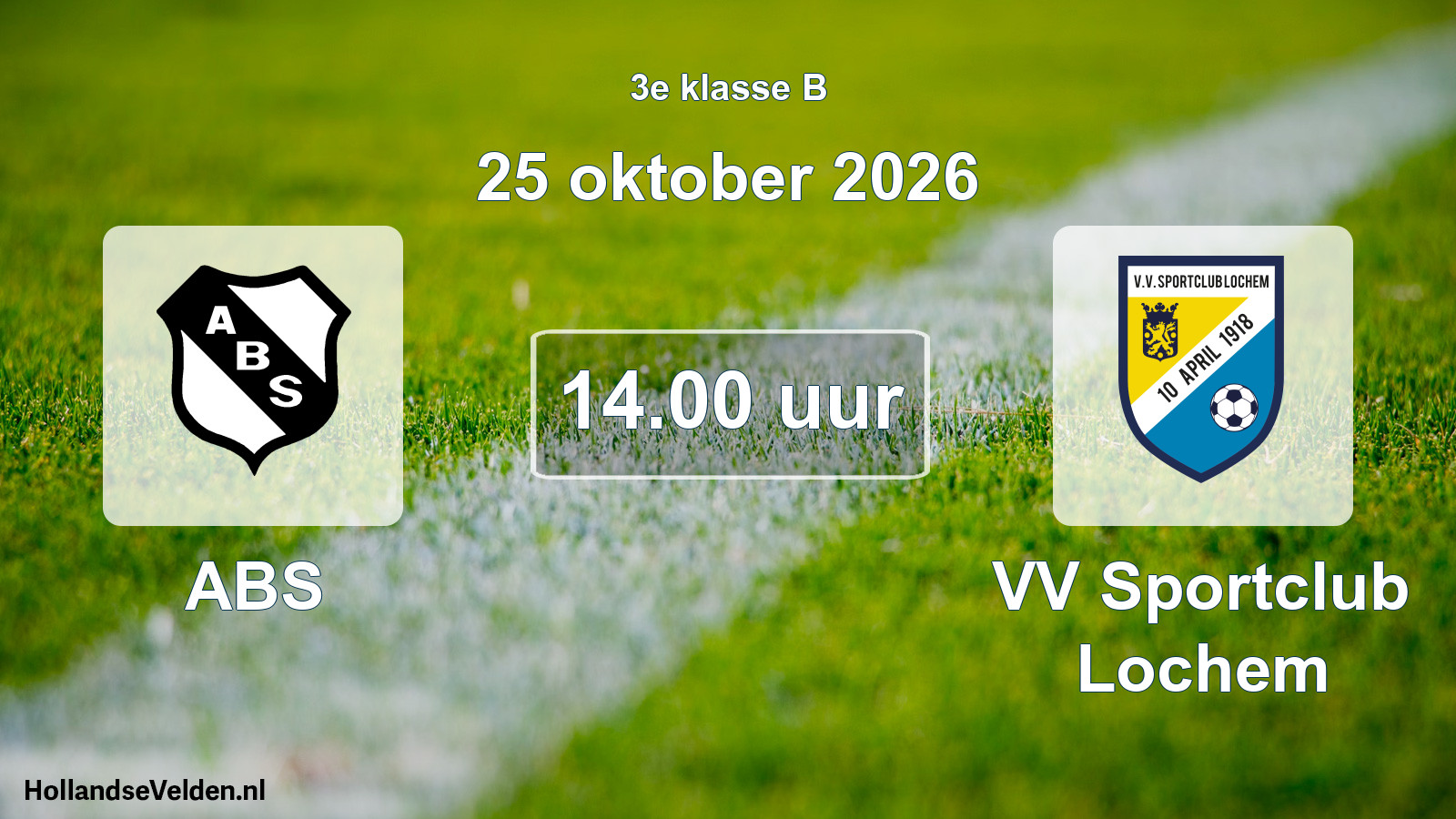 Geplande wedstrijd: ABS - VV Sportclub Lochem (25 oktober 2026)