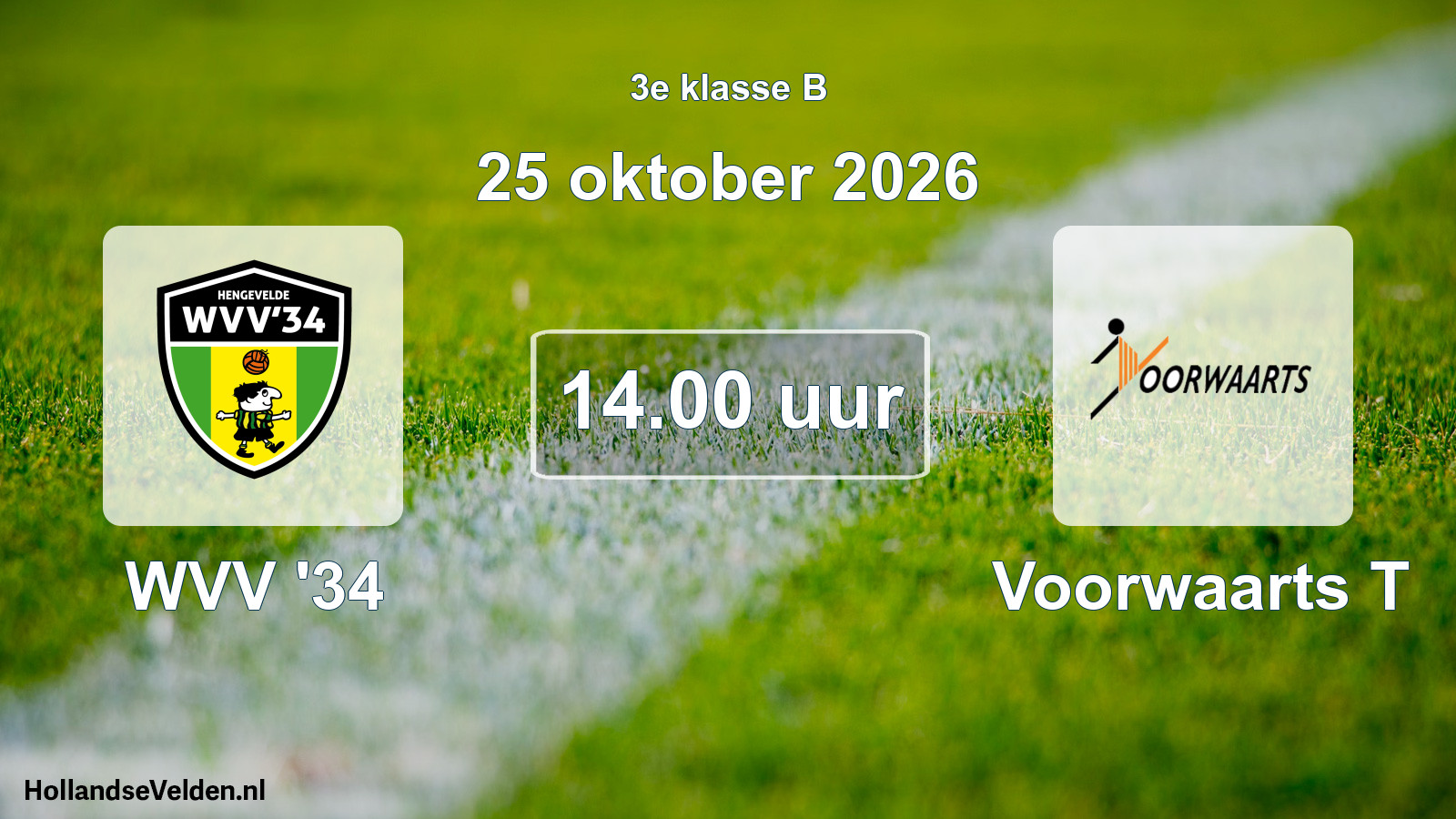 Geplande wedstrijd: WVV '34 - Voorwaarts T (25 oktober 2026)