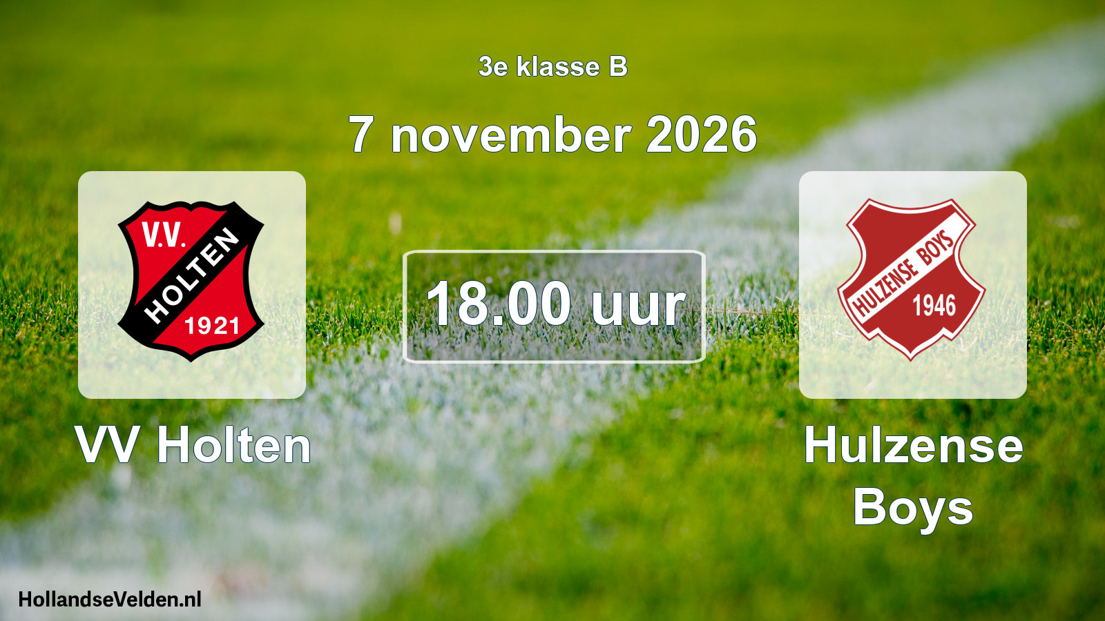 Geplande wedstrijd: VV Holten - Hulzense Boys (7 november 2026)