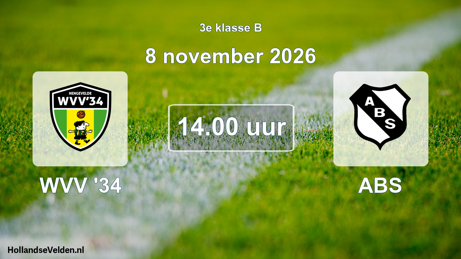 Geplande wedstrijd: WVV '34 - ABS (8 november 2026)