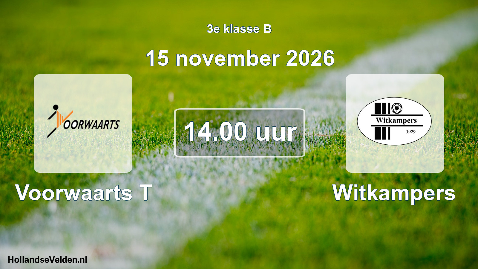 Geplande wedstrijd: Voorwaarts T - Witkampers (15 november 2026)