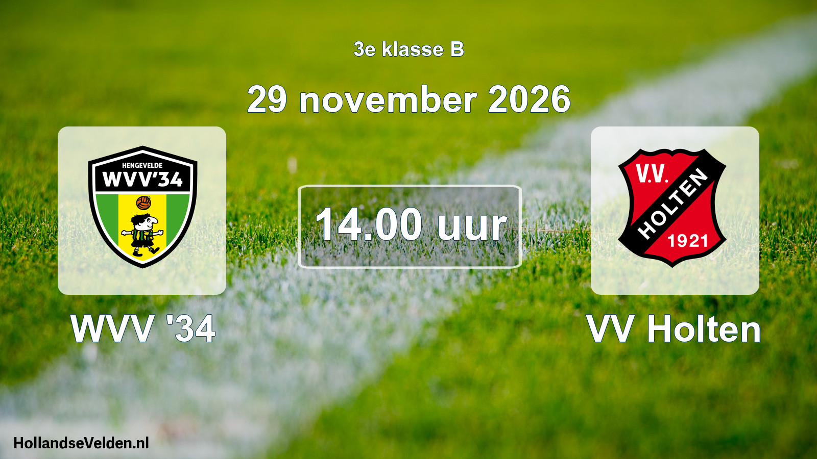 Geplande wedstrijd: WVV '34 - VV Holten (29 november 2026)