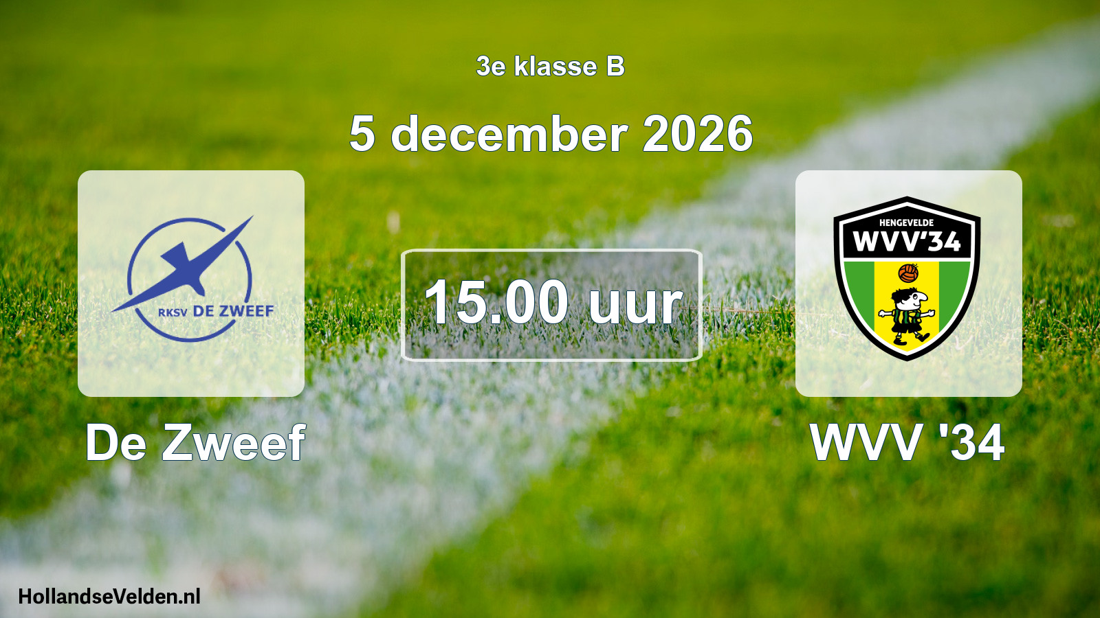 Scheduled Match: De Zweef - WVV '34 (5 December 2026)