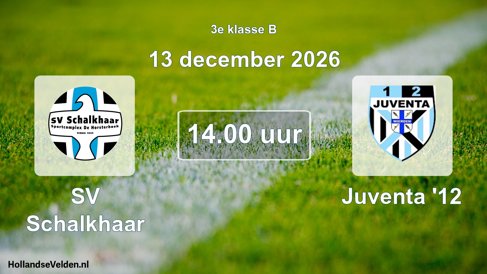 Geplande wedstrijd: SV Schalkhaar - Juventa '12 (13 december 2026)