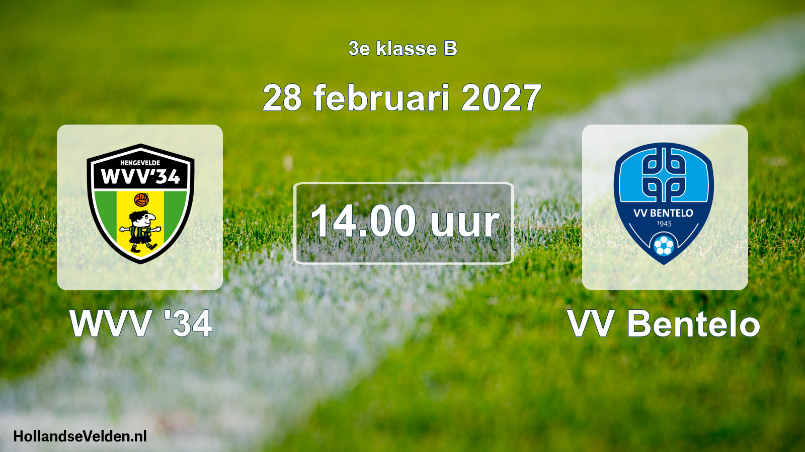 Geplande wedstrijd: WVV '34 - VV Bentelo (28 februari 2027)