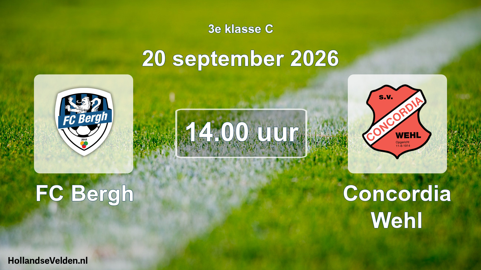 Geplande wedstrijd: FC Bergh - Concordia Wehl (20 september 2026)