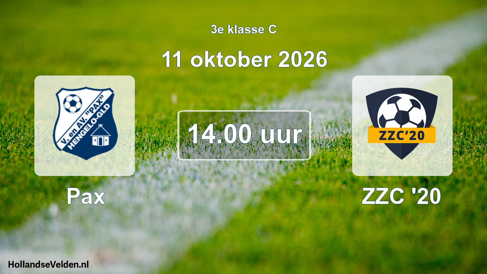 Geplande wedstrijd: Pax - ZZC '20 (11 oktober 2026)