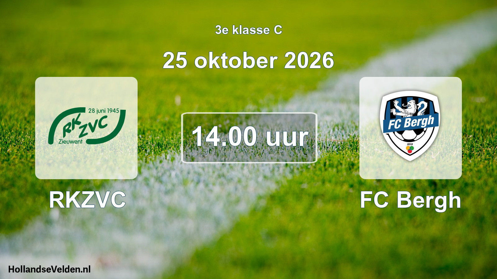 Geplande wedstrijd: RKZVC - FC Bergh (25 oktober 2026)