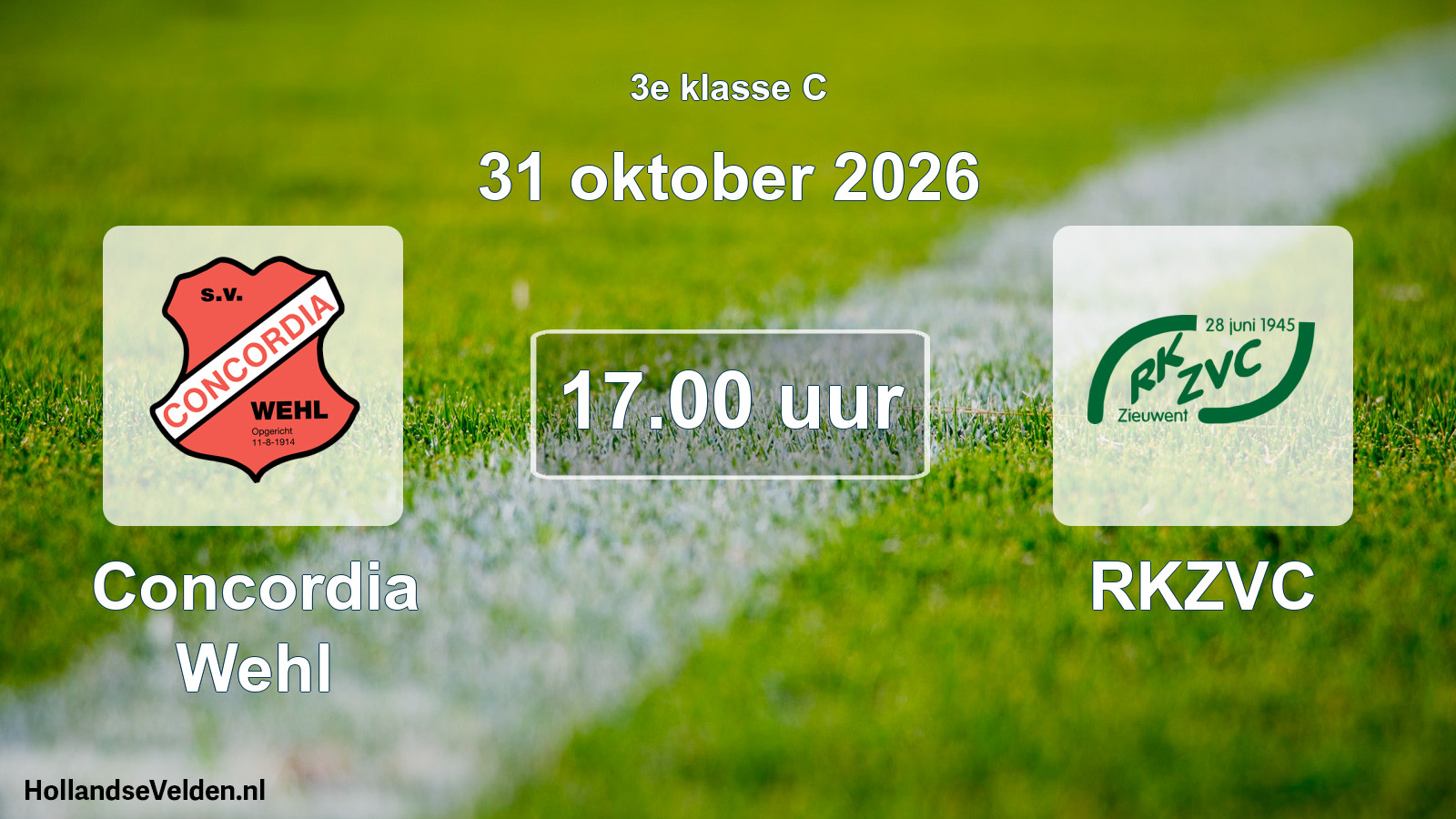 Geplande wedstrijd: Concordia Wehl - RKZVC (31 oktober 2026)
