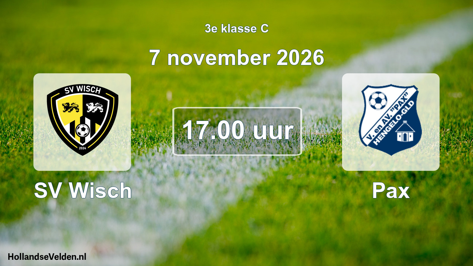 Geplande wedstrijd: SV Wisch - Pax (7 november 2026)