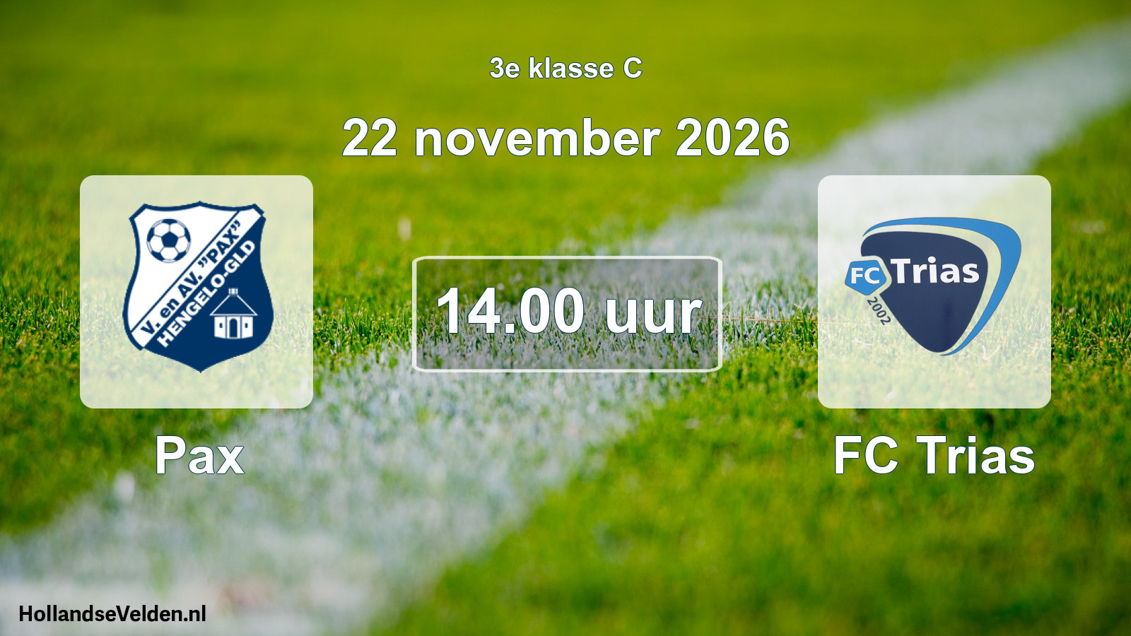 Geplande wedstrijd: Pax - FC Trias (22 november 2026)