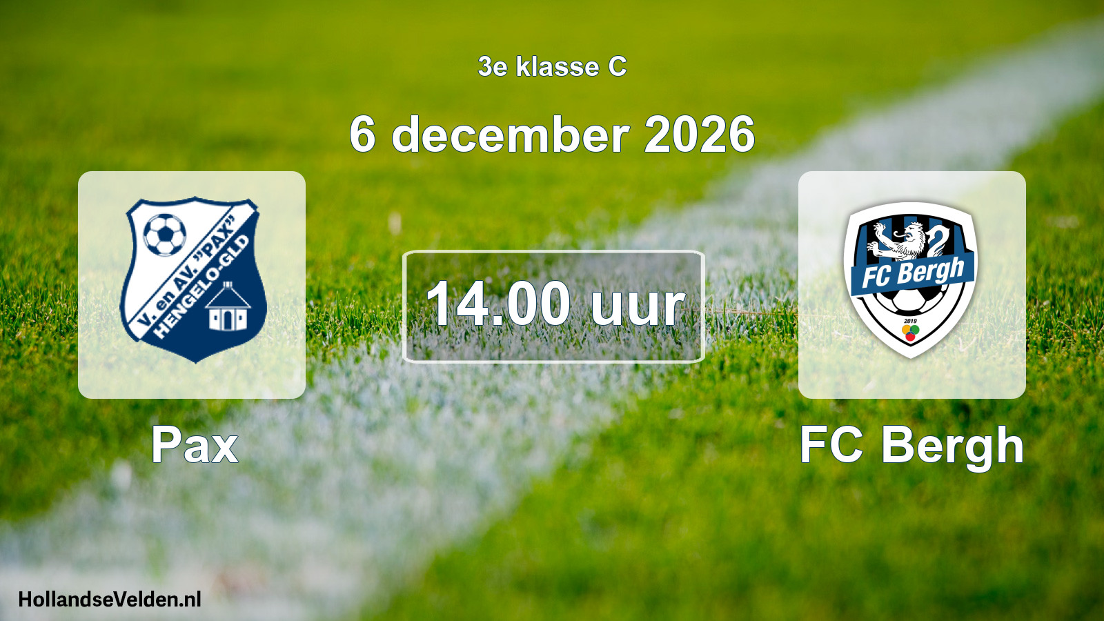 Geplande wedstrijd: Pax - FC Bergh (6 december 2026)