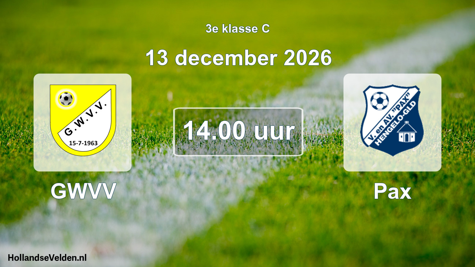 Geplande wedstrijd: GWVV - Pax (13 december 2026)