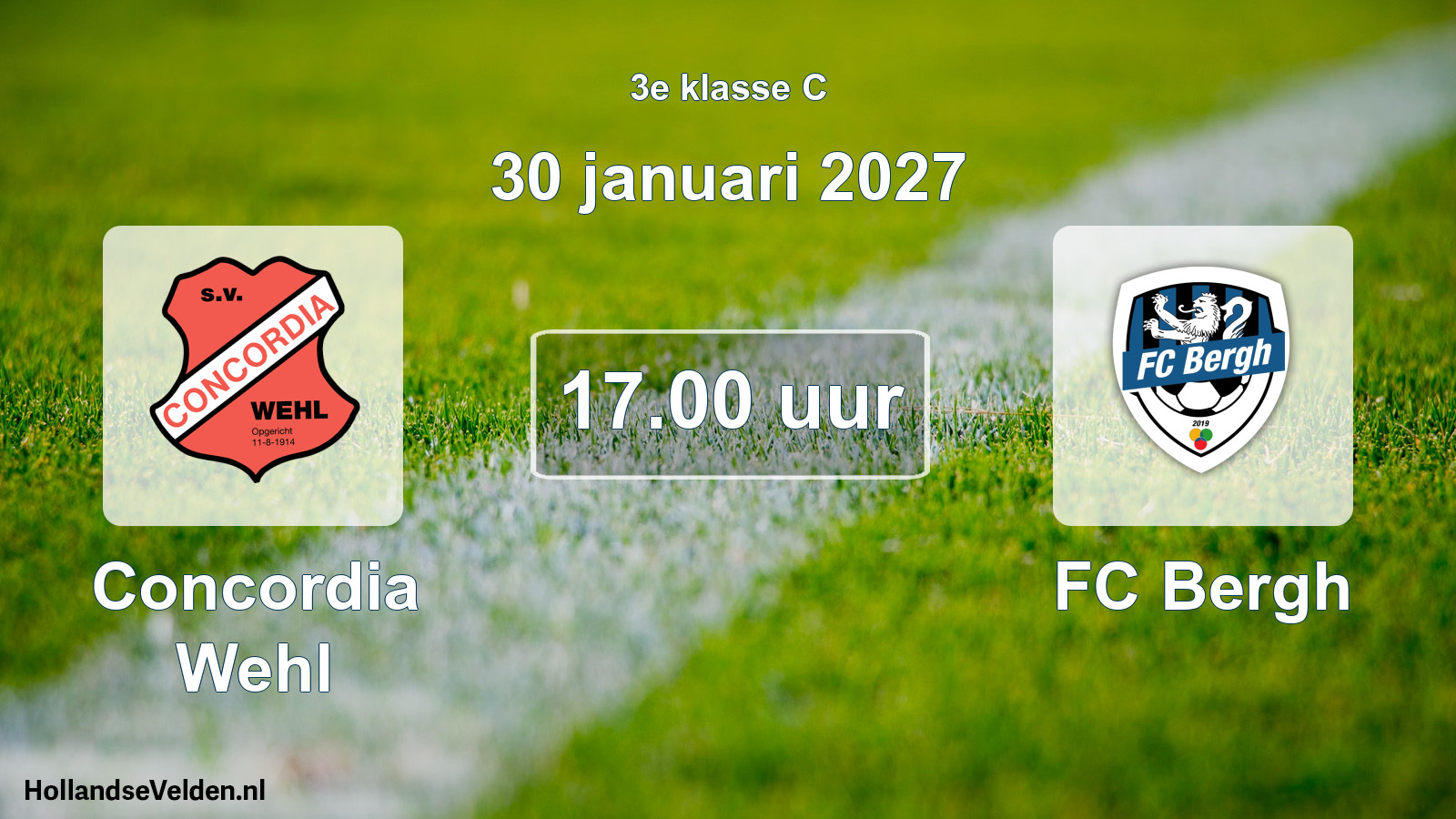 Geplande wedstrijd: Concordia Wehl - FC Bergh (30 januari 2027)