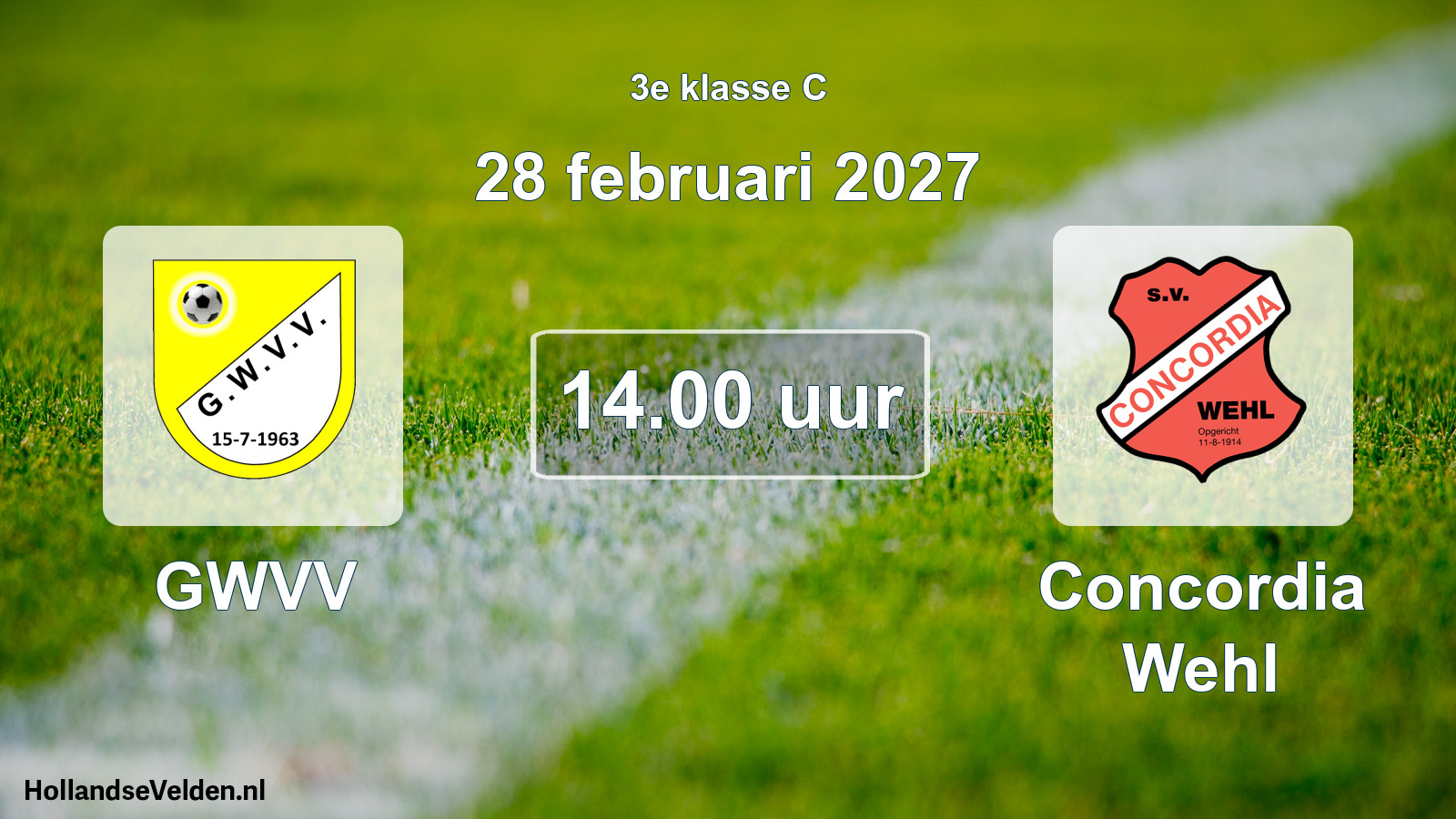 Geplande wedstrijd: GWVV - Concordia Wehl (28 februari 2027)