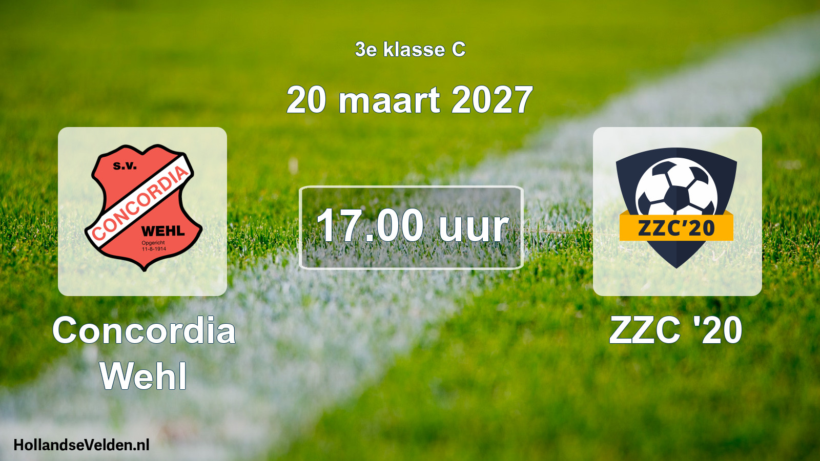 Geplande wedstrijd: Concordia Wehl - ZZC '20 (20 maart 2027)