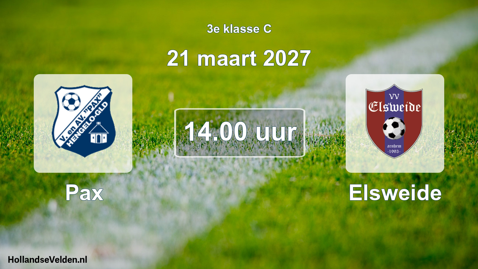 Geplande wedstrijd: Pax - Elsweide (21 maart 2027)