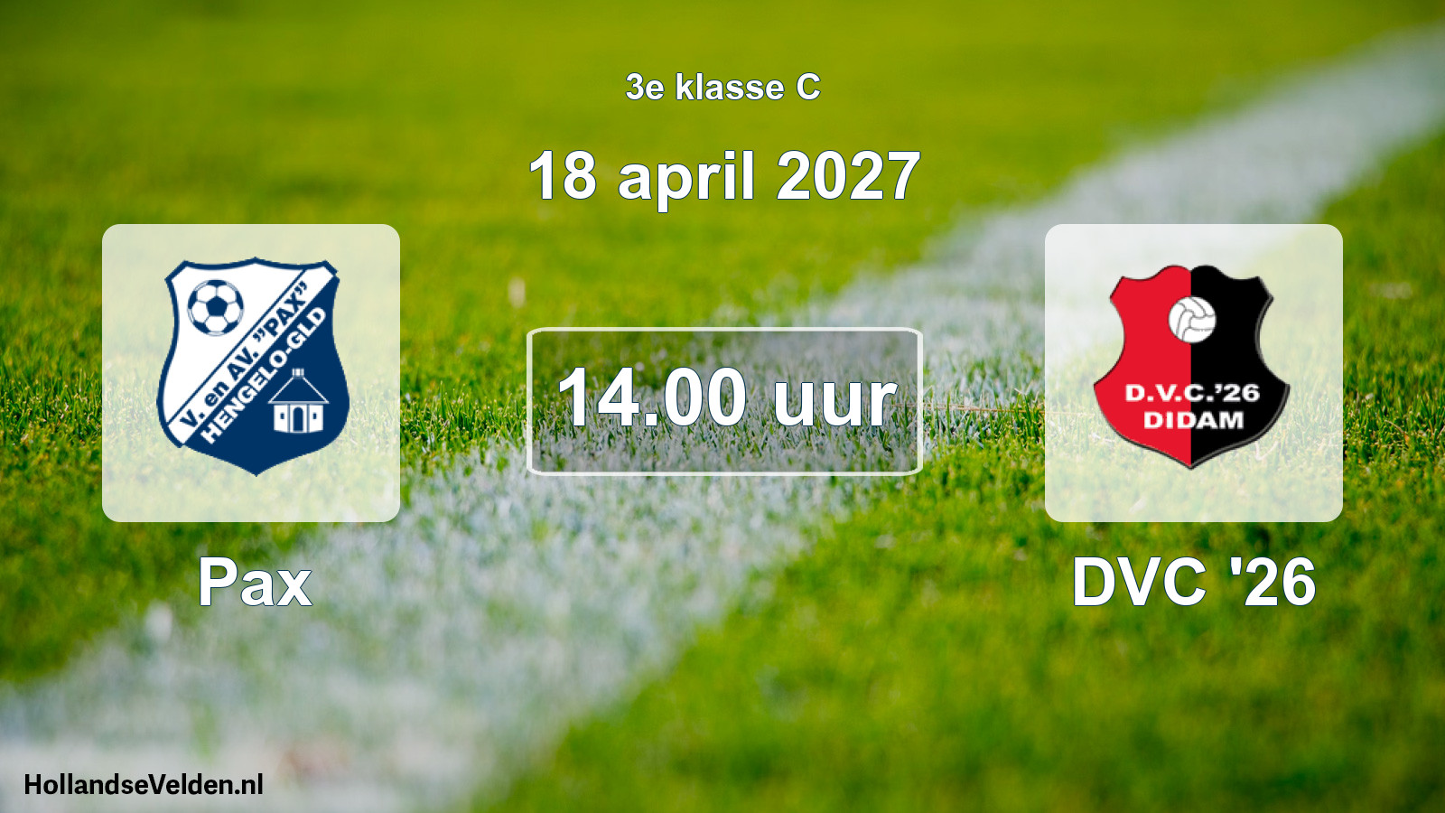Geplande wedstrijd: Pax - DVC '26 (18 april 2027)