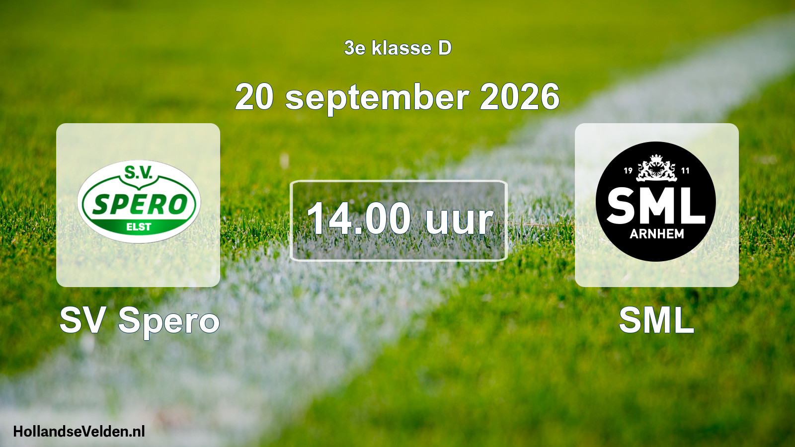 Geplande wedstrijd: SV Spero - SML (20 september 2026)