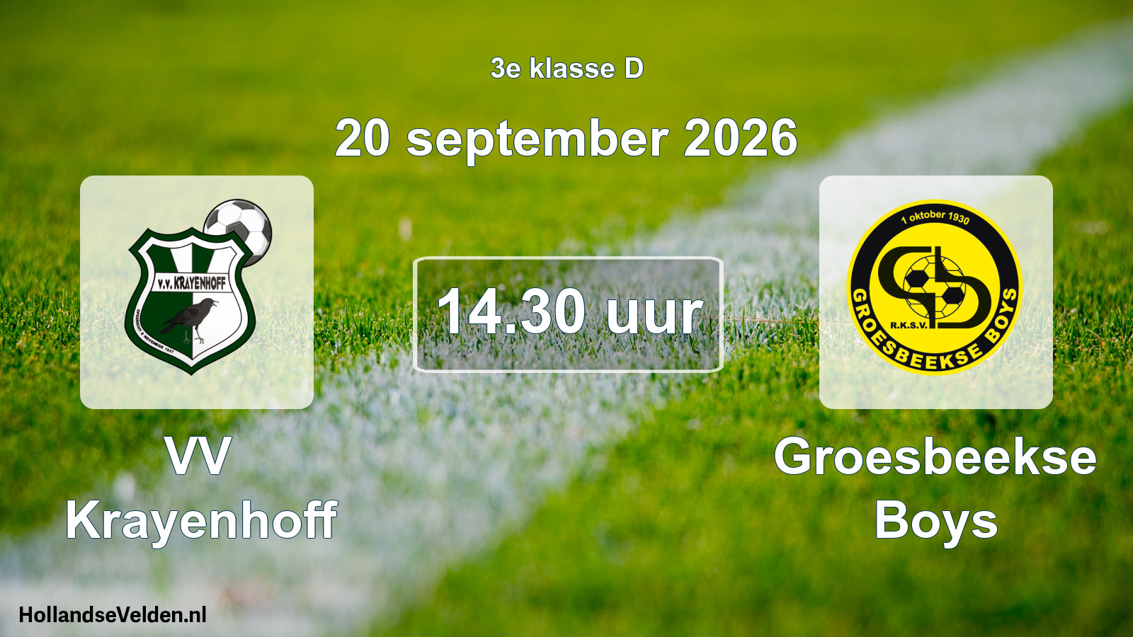 Geplande wedstrijd: VV Krayenhoff - Groesbeekse Boys (20 september 2026)