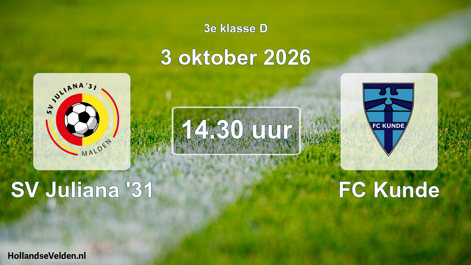 Scheduled Match: SV Juliana '31 - FC Kunde (3 October 2026)