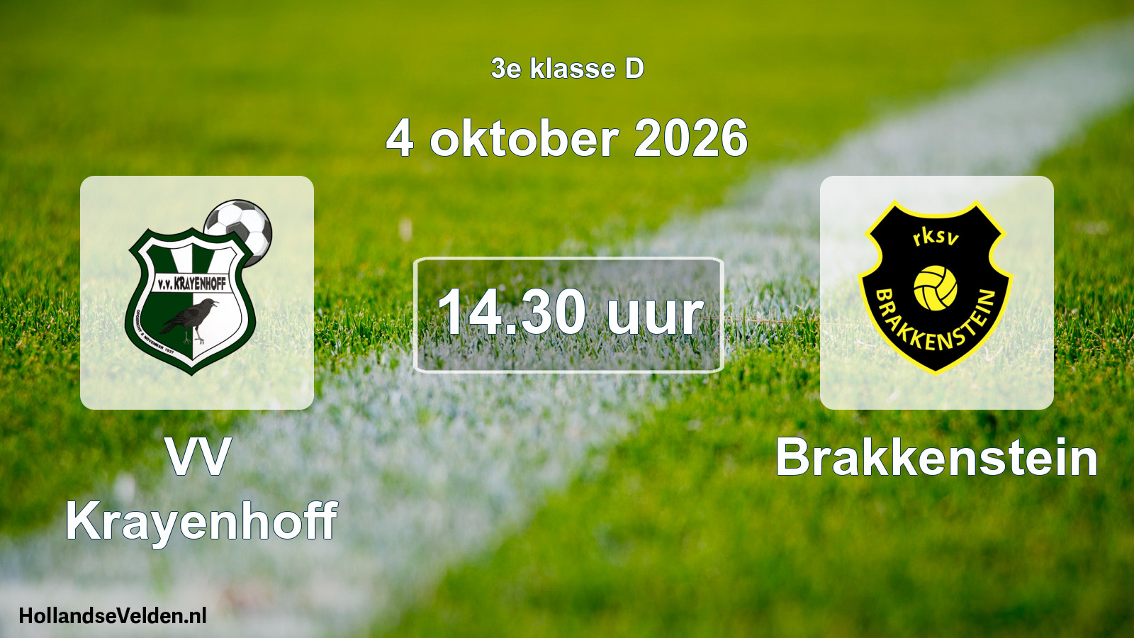 Geplande wedstrijd: VV Krayenhoff - Brakkenstein (4 oktober 2026)