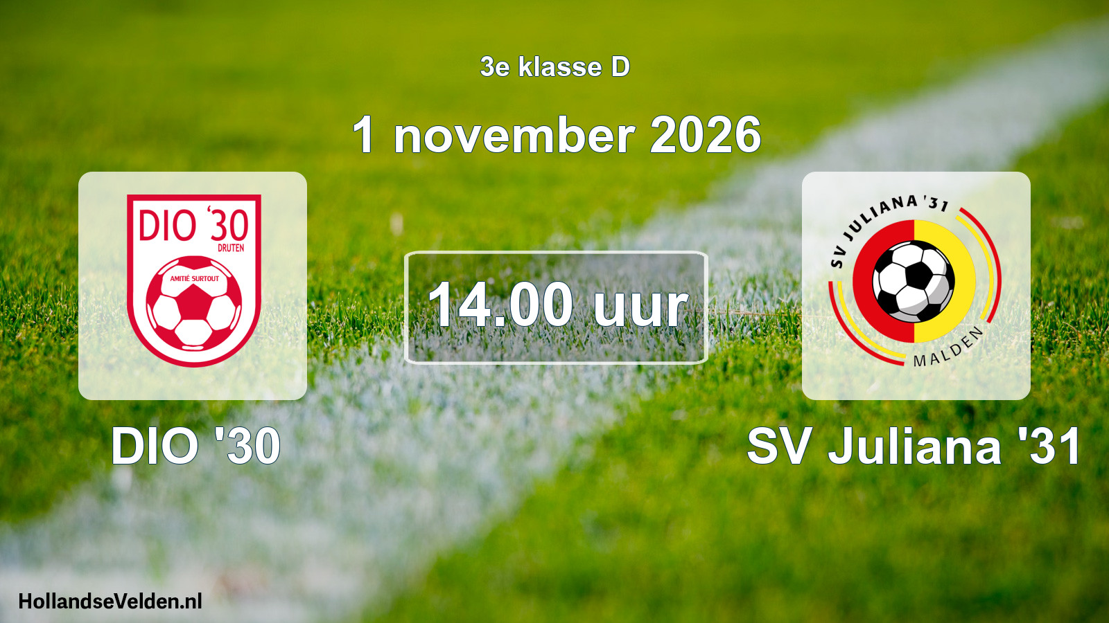 Geplande wedstrijd: DIO '30 - SV Juliana '31 (1 november 2026)