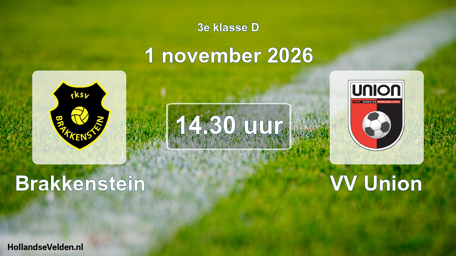 Geplande wedstrijd: Brakkenstein - VV Union (1 november 2026)