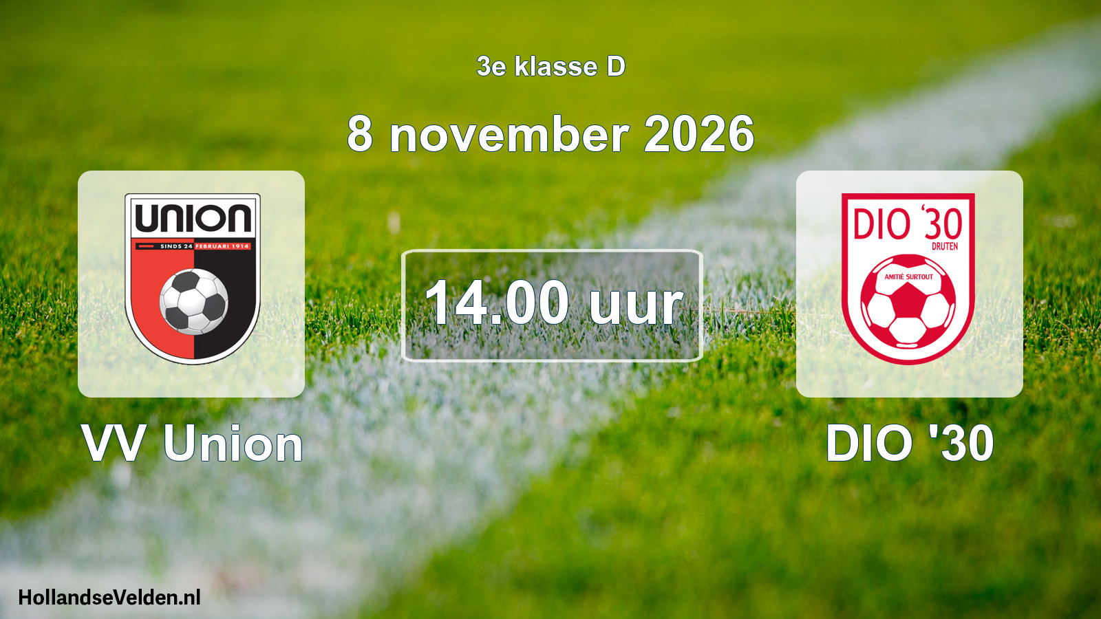 Geplande wedstrijd: VV Union - DIO '30 (8 november 2026)