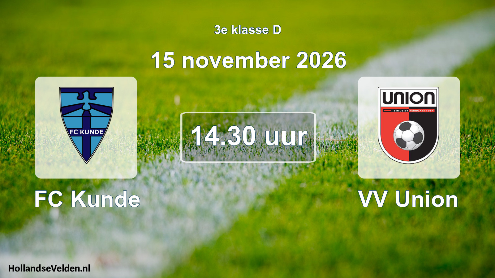 Geplande wedstrijd: FC Kunde - VV Union (15 november 2026)