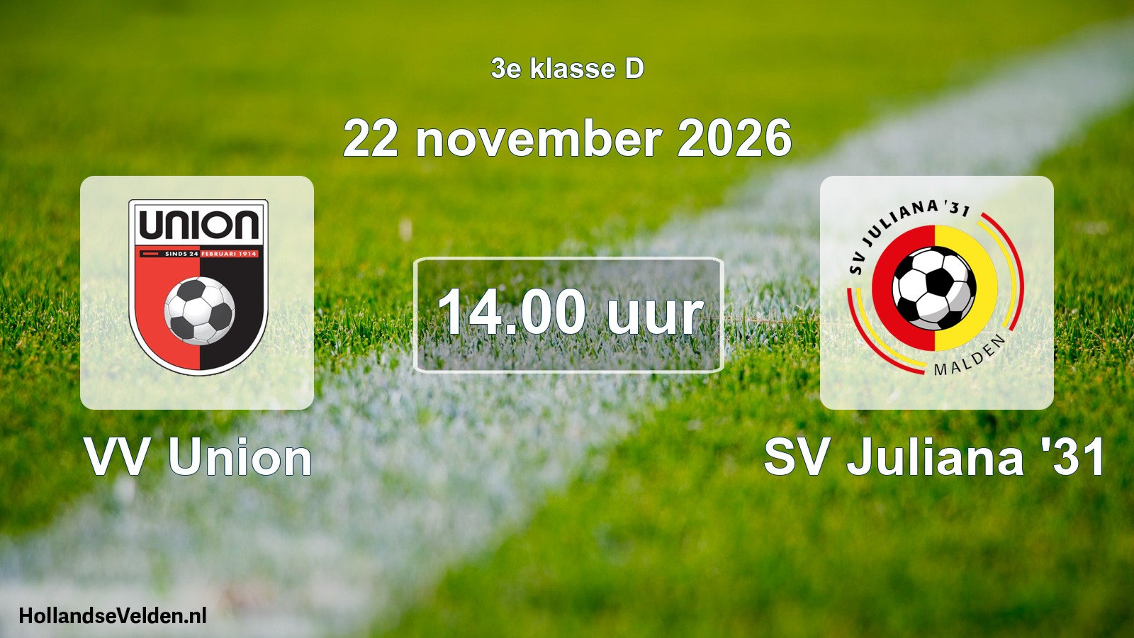 Geplande wedstrijd: VV Union - SV Juliana '31 (22 november 2026)