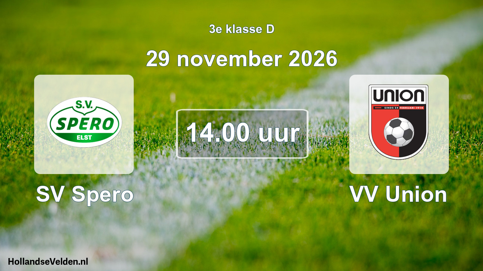 Geplande wedstrijd: SV Spero - VV Union (29 november 2026)