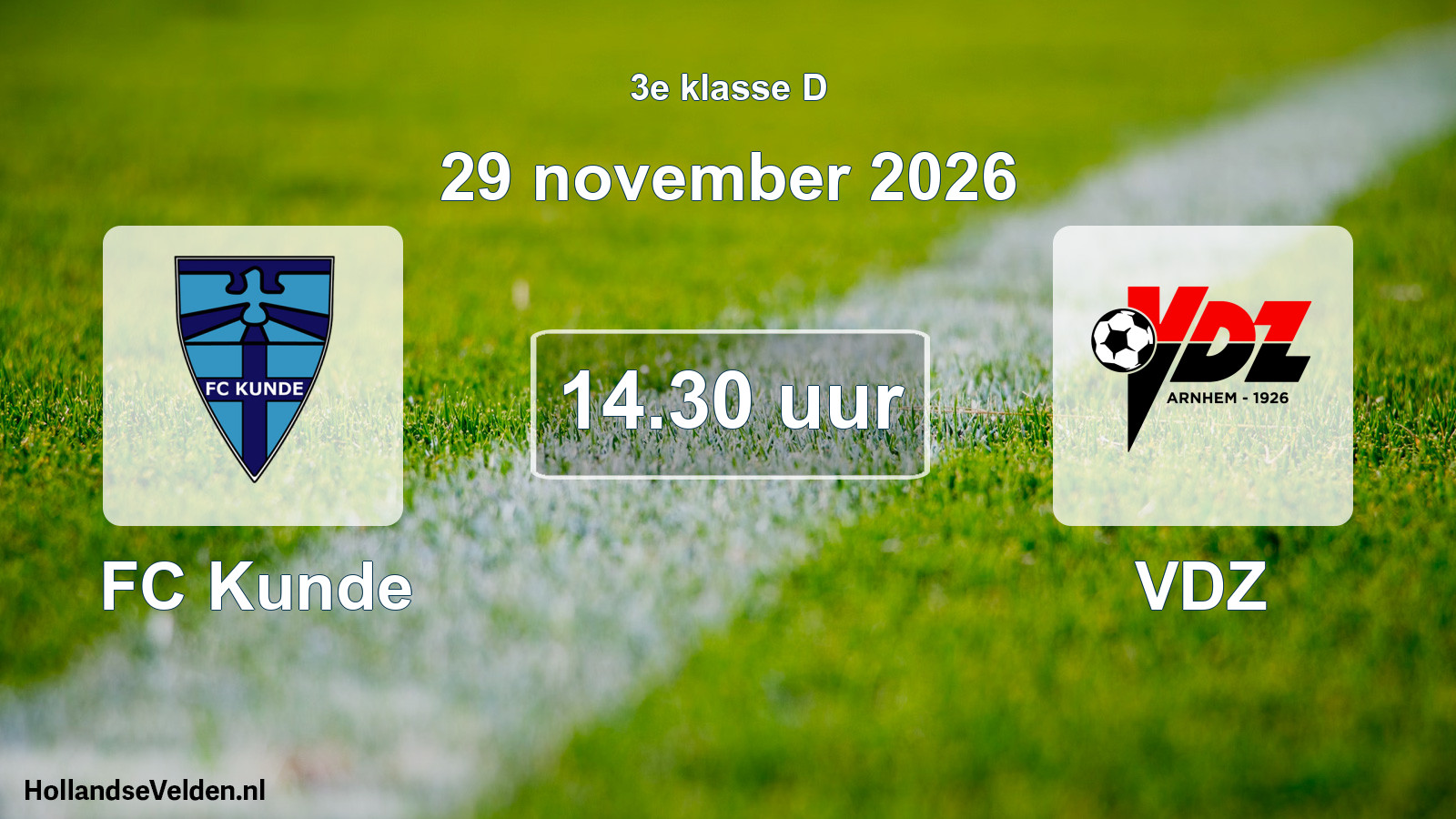Geplande wedstrijd: FC Kunde - VDZ (29 november 2026)