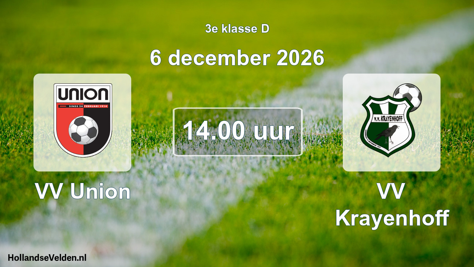 Geplande wedstrijd: VV Union - VV Krayenhoff (6 december 2026)