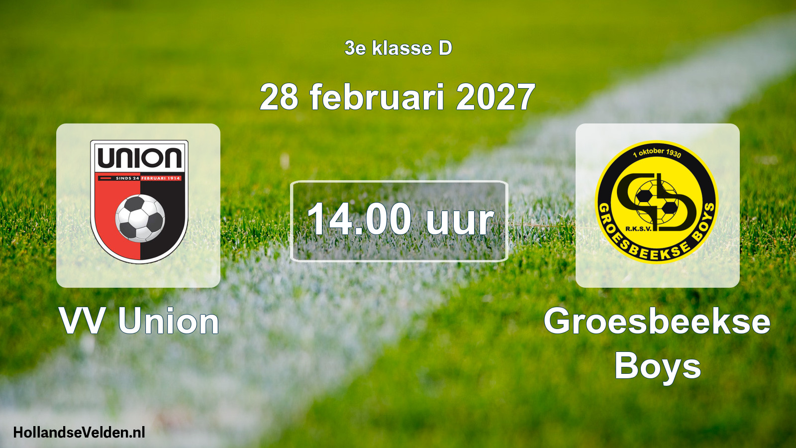 Geplande wedstrijd: VV Union - Groesbeekse Boys (28 februari 2027)