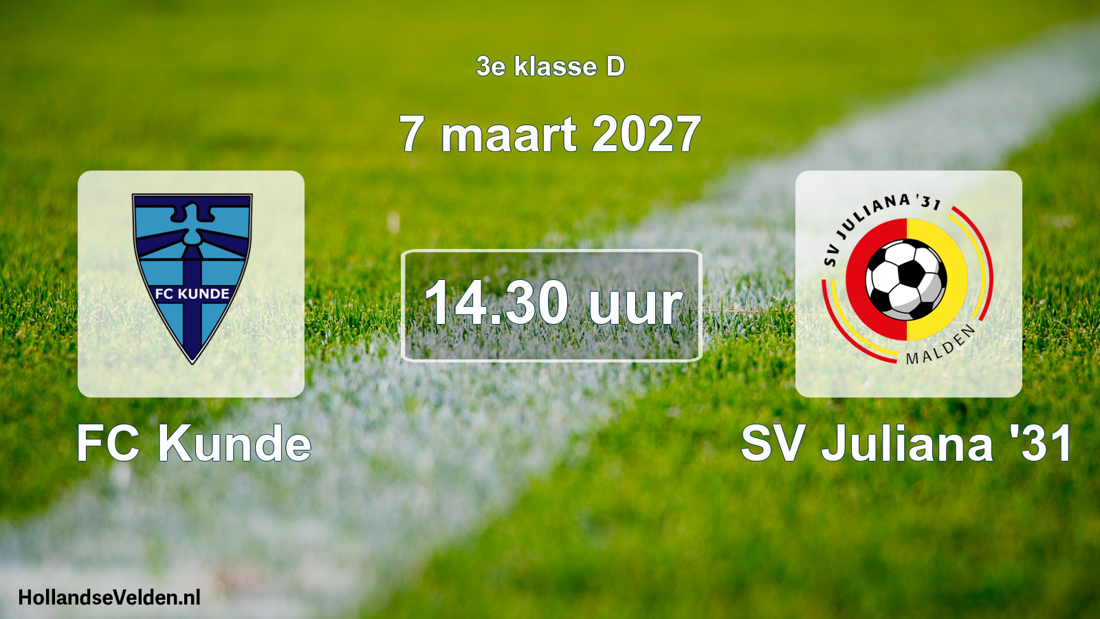 Geplande wedstrijd: FC Kunde - SV Juliana '31 (7 maart 2027)