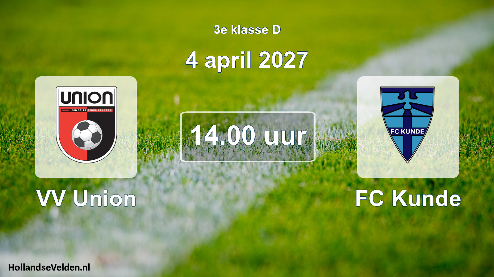 Geplande wedstrijd: VV Union - FC Kunde (4 april 2027)